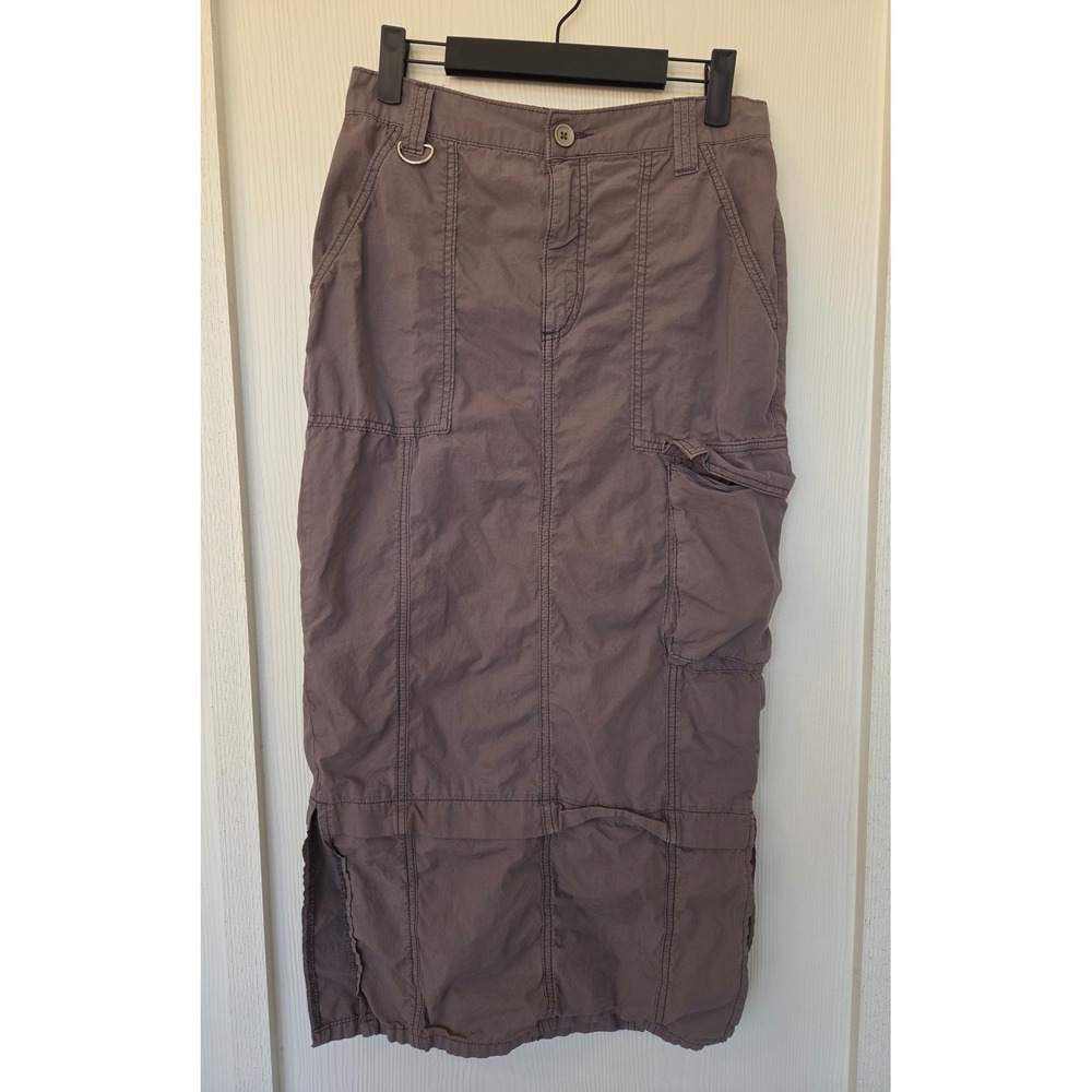 ASOS Design Gray Cotton Cargo Maxi Skirt US 2 Gorpcore Utility Y2K Grunge Indie
